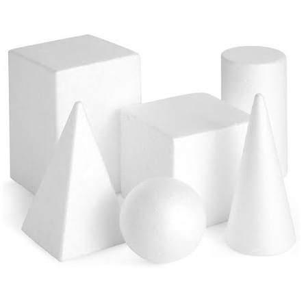 Foam cones, spheres, cylinders, cubes and pyramids
