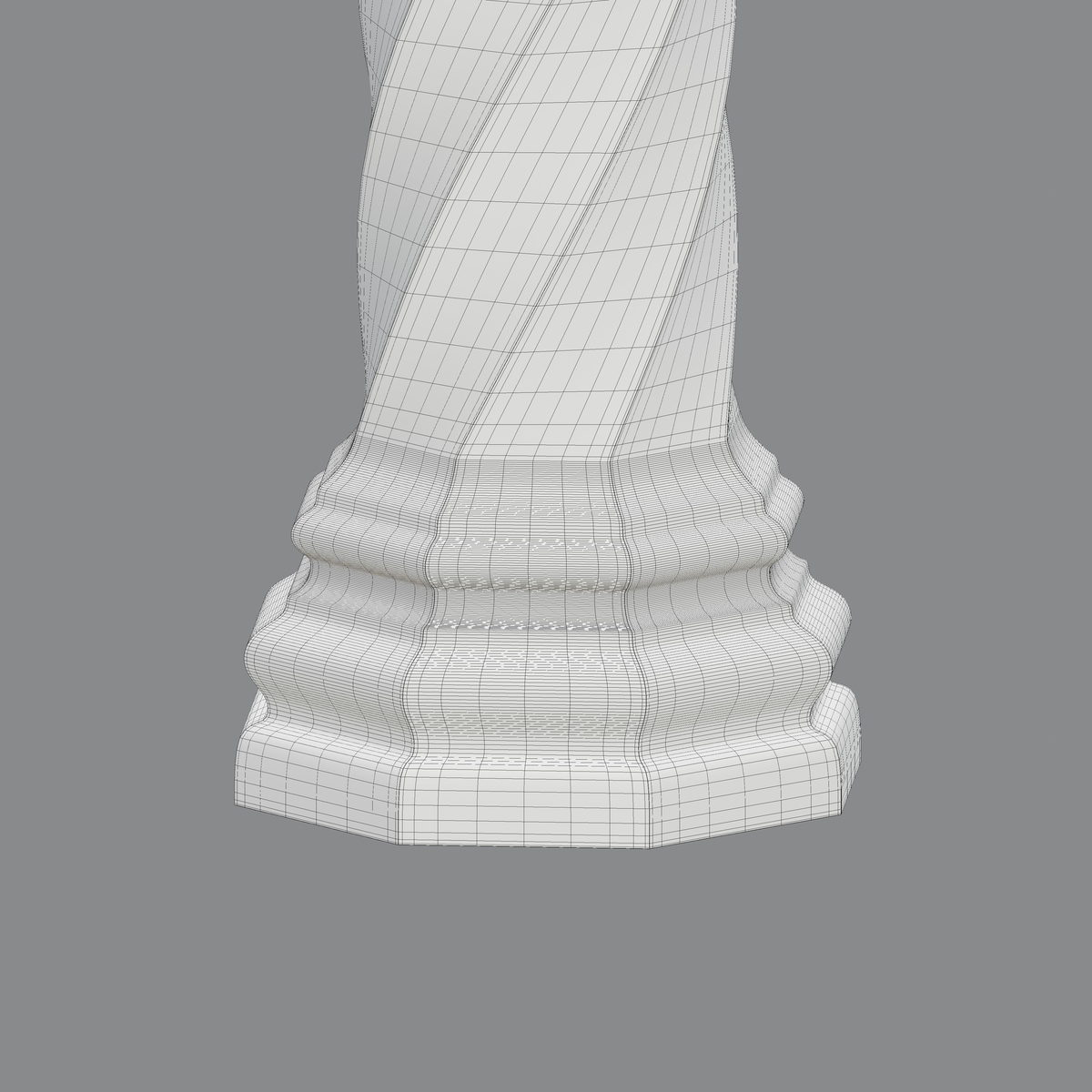 Wireframe 3D model of a twisted column base